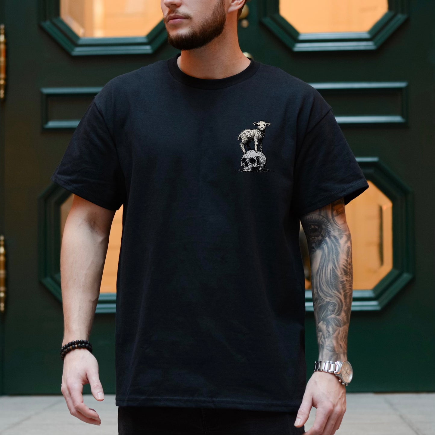 Faith Over Fear Christian T-Shirt-Lamb and Skull Graphic