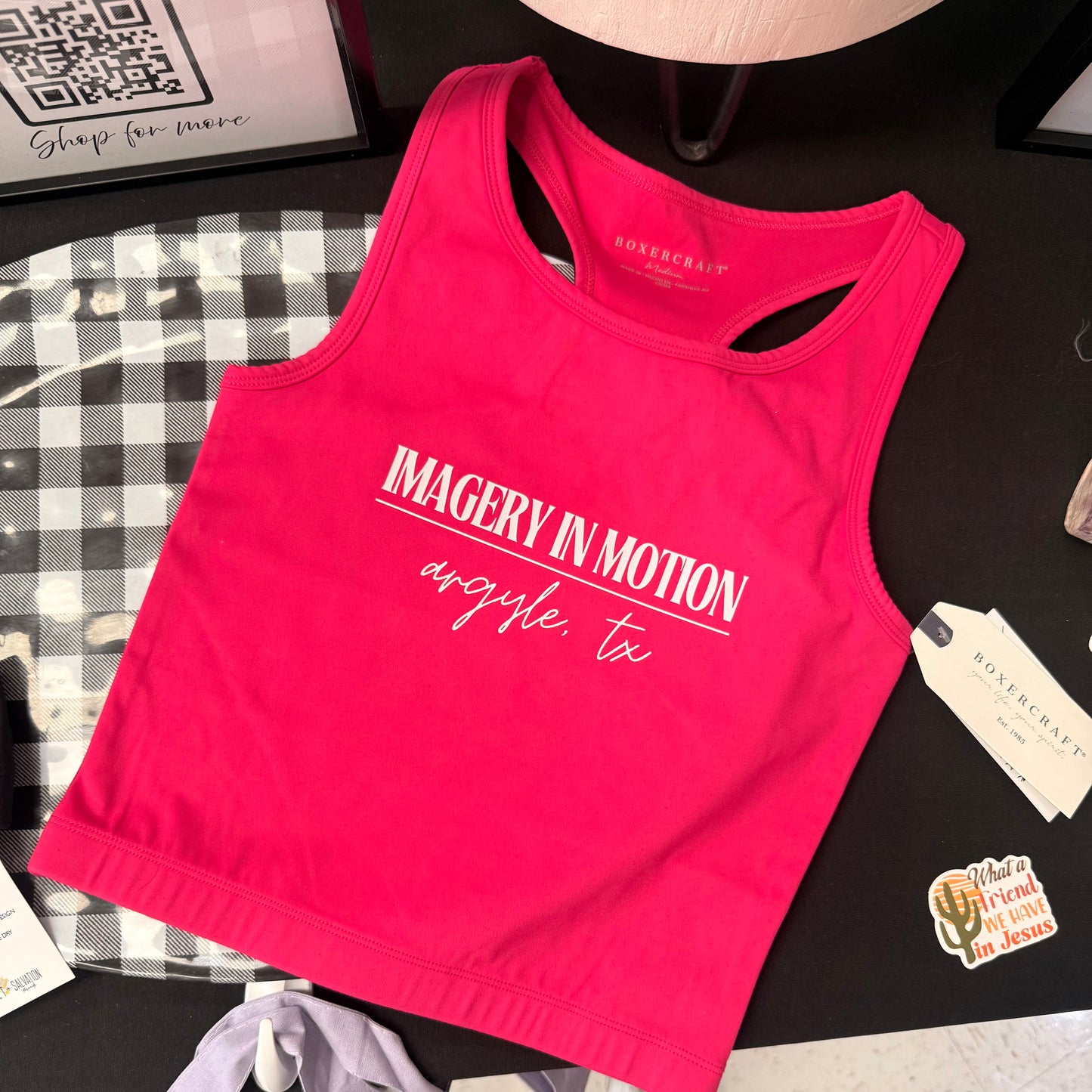 Hot Pink Cropped Athletic Dance Tank