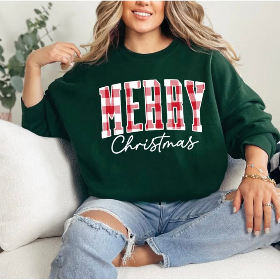 Merry Christmas Buffalo Plaid Sweatshirt