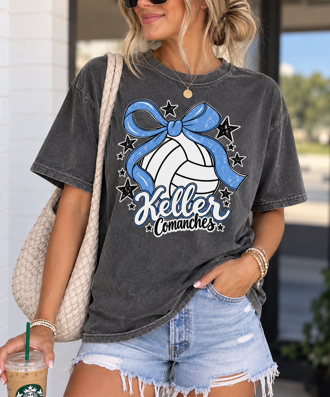 Keller Volleyball Bow Comfort Color Tee
