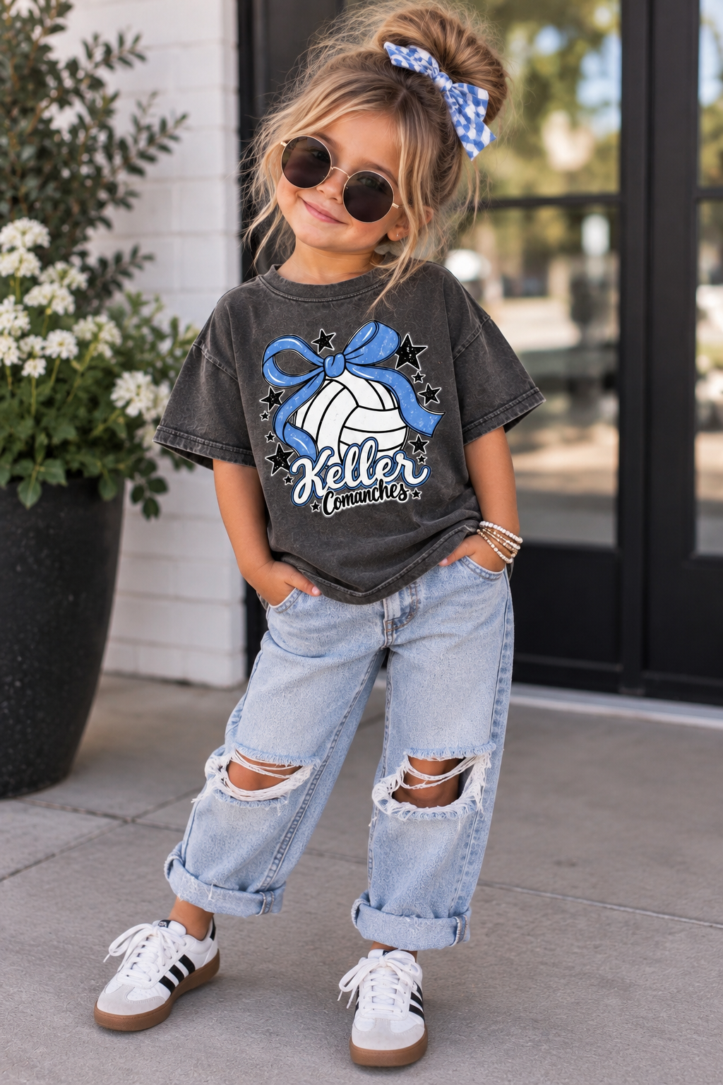 Keller Volleyball Bow Comfort Color Tee for Kids