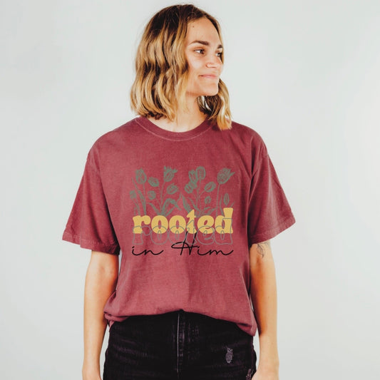 Rooted In Him Comfort Colors Tee