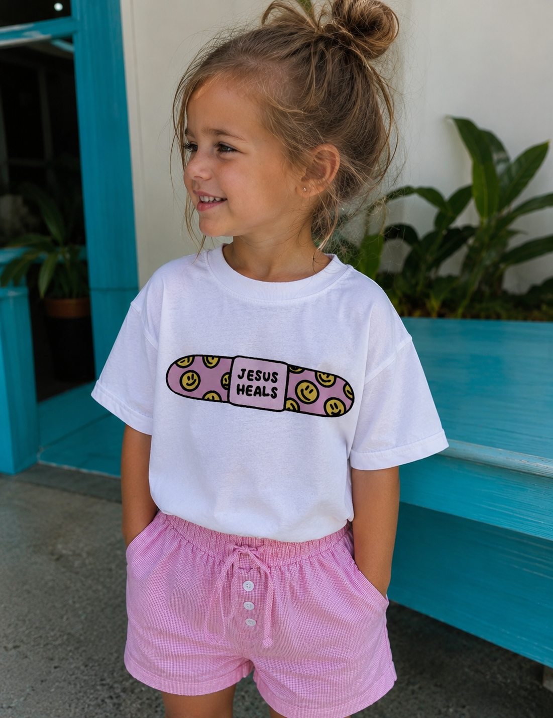 Jesus Heals Pink Tee