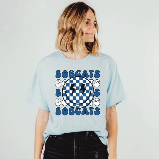 Checkered Bobcats Spirit Wear- Blue