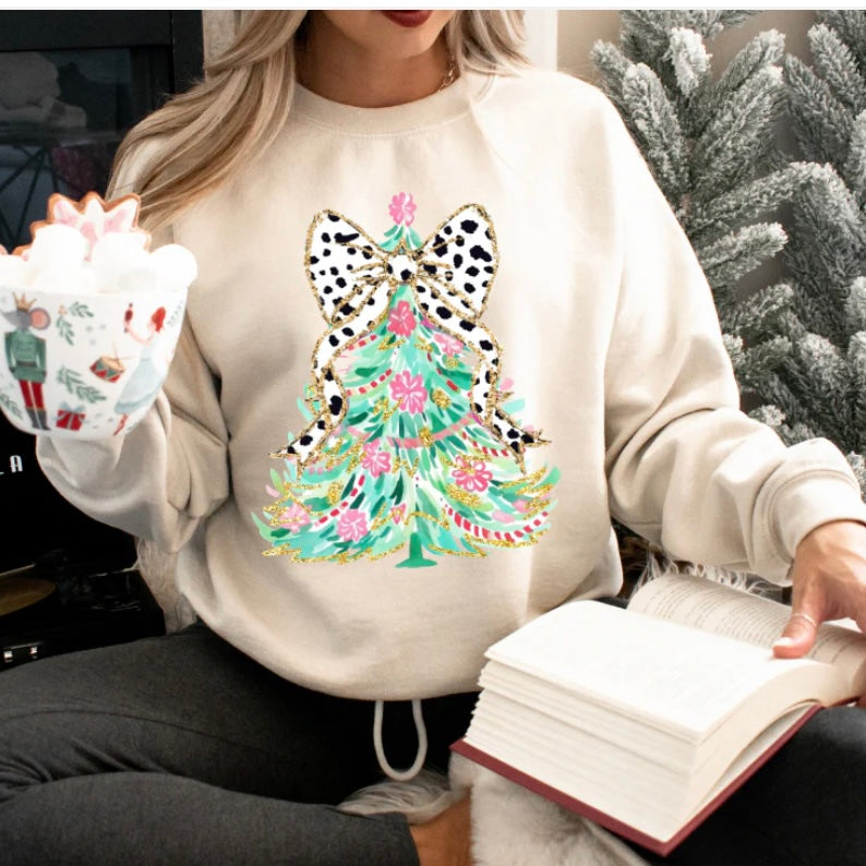 Christmas Tree Bow Sweatshirt