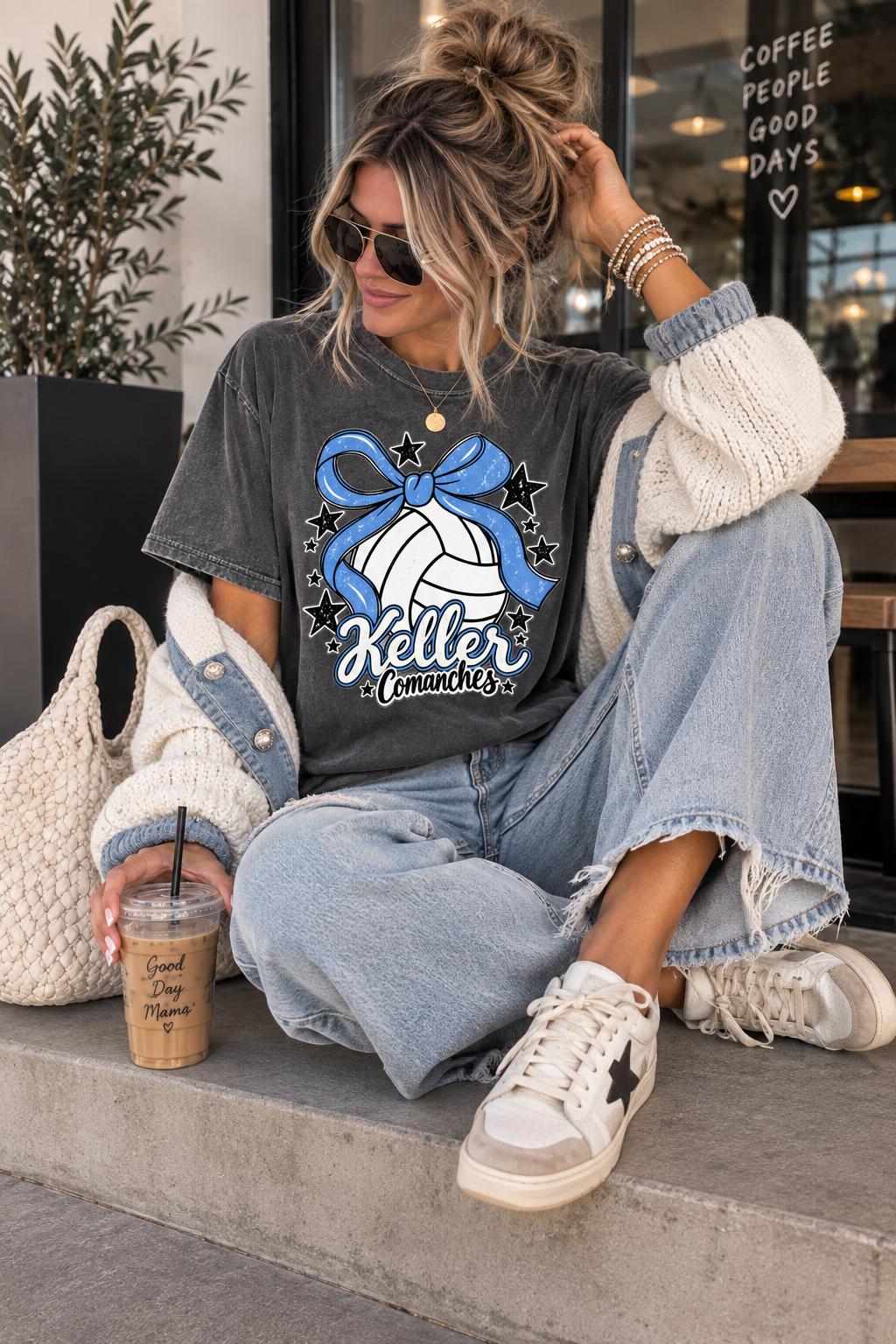 Keller Volleyball Bow Comfort Color Tee