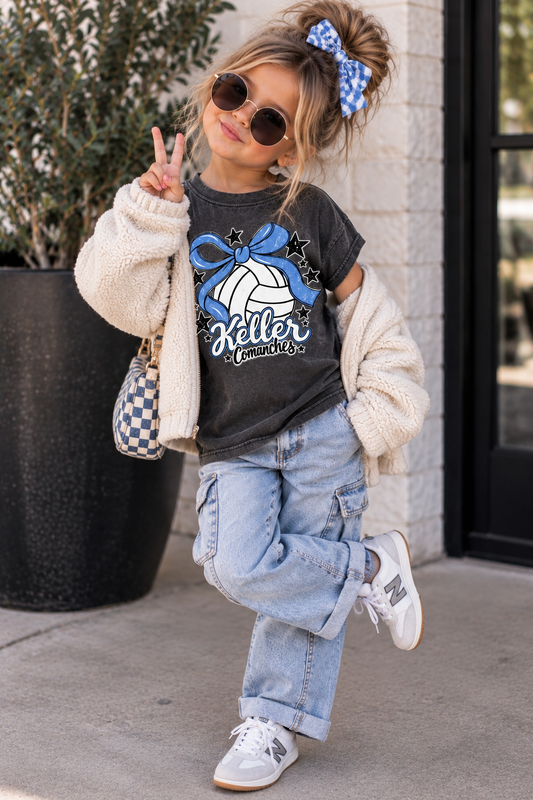 Keller Volleyball Bow Comfort Color Tee for Kids