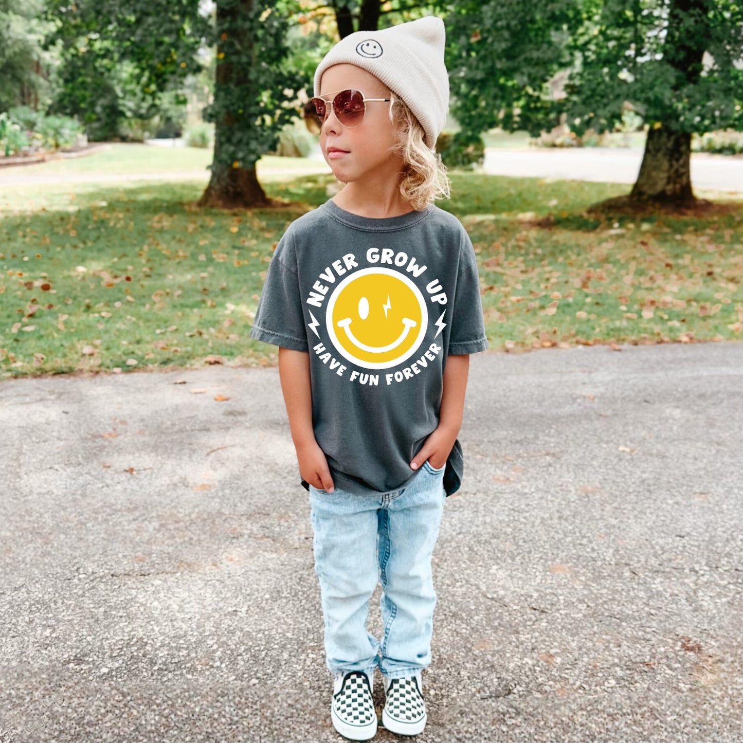 Never Grow Up Smiley Tee for Kids